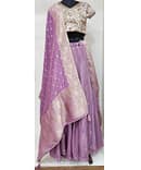 LILAC SHADE LINEN SATIN KHAT WORK LENGHA CHOLI