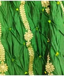 GREEN  ZARI STRIPE BANDHEJ KATAN SILK