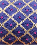 INK BLUE   GEOMETRIC BANDHEJ KATAN SILK