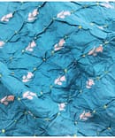 FIROZI  BLUE SMALL ZARI BUTTA BANDHEJ KATAN SILK