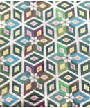 DARK GREEN GEOMETRIC BUTTI CHINYA SILK FABRIC