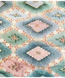 GREEN N DARK GREEN GEOMETRIC SEQUENCE EMBROIDERY FABRIC