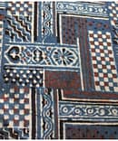 BLUE GEOMETRIC SQUARE COTTON ORGANIC  AJARAKH HAND BLOCK PRINT
