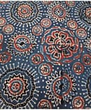 BLUE GEOMETRIC FLOWER COTTON AJARKH ORGANIC PRINT
