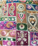 BOTTLE GREEN GEOMETRIC VISCOSE GEORGETTE EMBROIDERY