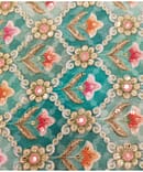 FIROZI GREEN SHADED GEOMETRIC VISCOSE GEORGETTE EMBROIDERY