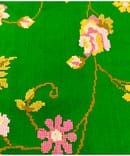 BOTTLE GREEN TUSSAR  EMBROIDERY FABRIC