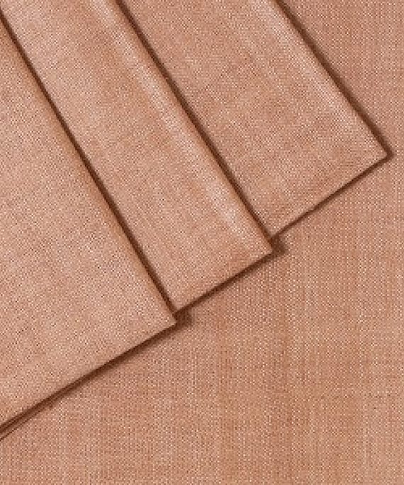 PURE  DOUBLE MATKA  SILK PEACH COLOUR PLAIN FABRIC