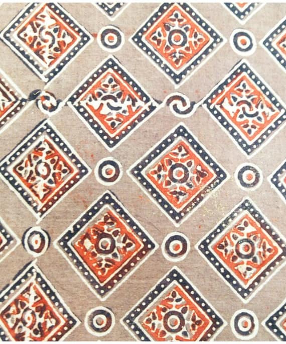 BROWN GEOMETRIC DIAMOND COTTON AJARAKH PRINT