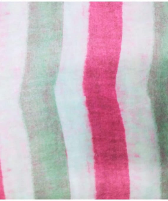 GREEN N PINK STRIPE SATIN PRINT