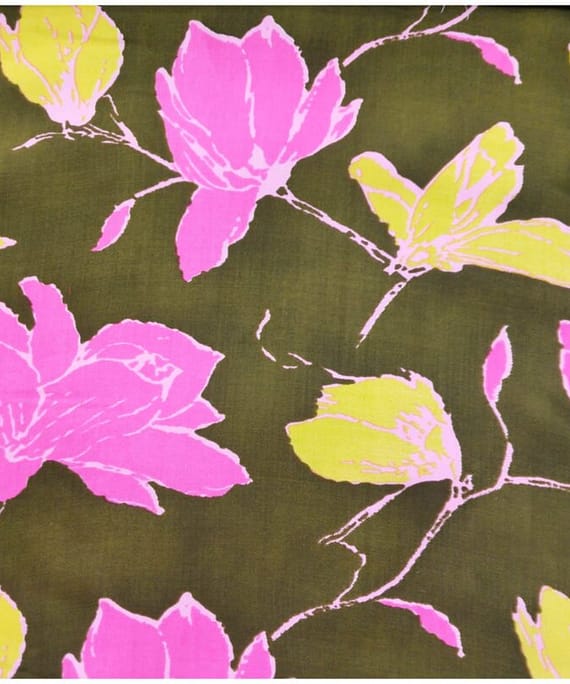 MEHENDI GREEN FLOWER SATIN DISCHARGE PRINT