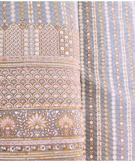 GREY SEQUENCE GEORGETTE EMBROIDERY FABRIC