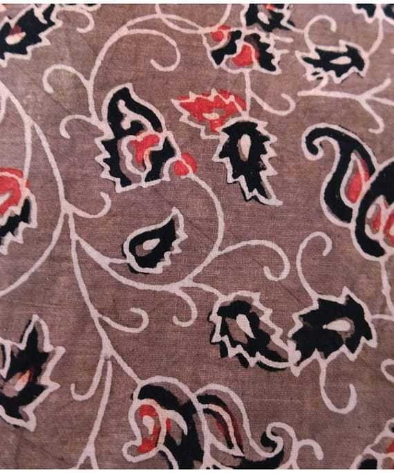 BROWN FLORAL COTTON AJARAKH HAND BLOCK PRINT