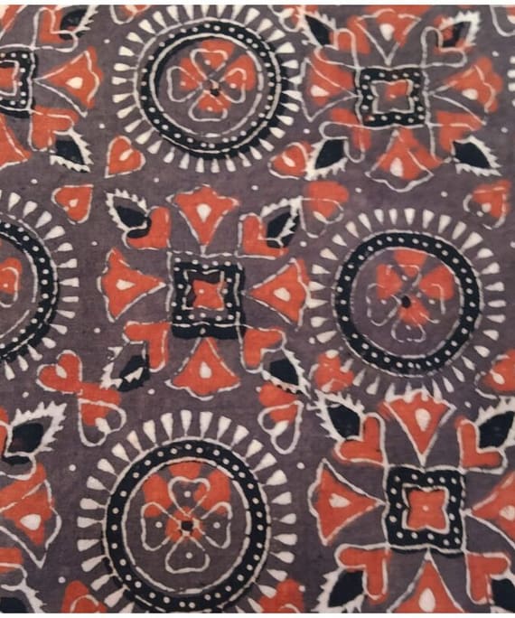 BROWN CIRCLE COTTON AJARKH ORGANIC PRINT
