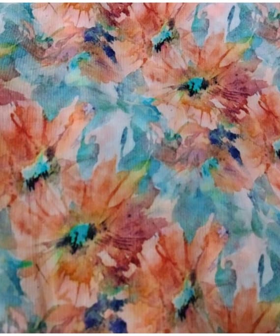 LIGHT GREEN FLORAL CHINNON DIGITAL PRINT