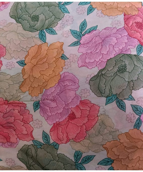 LIGHT GREEN FLORAL CHINNON DIGITAL PRINT