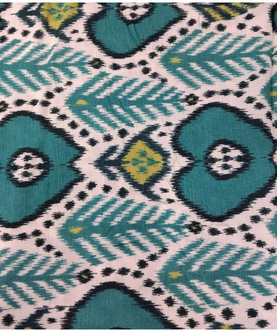 DARK GREEN  RAW SILK DIGITAL PRINT