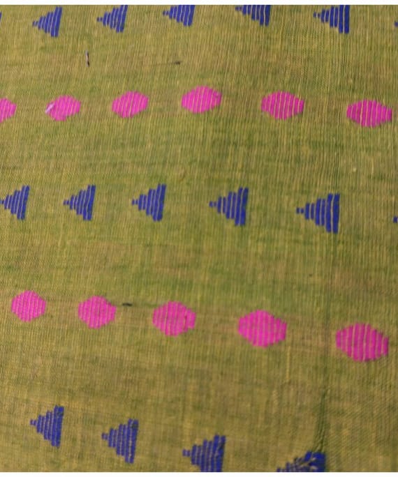 GREEN DOTS GEOMETRIC COTTON HANDLOOM