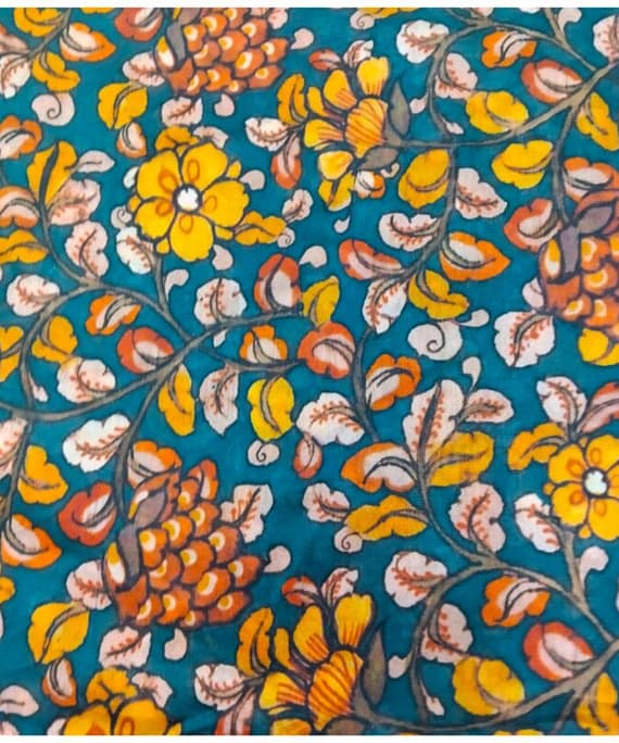 DARK GREEN FLORAL CHANDERI PRINT