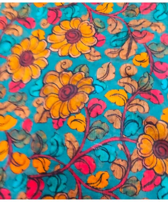 GREEN FLORAL CHANDERI PRINT