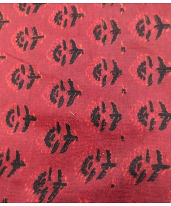 DARK RED FLORAL CHANDERI PRINT