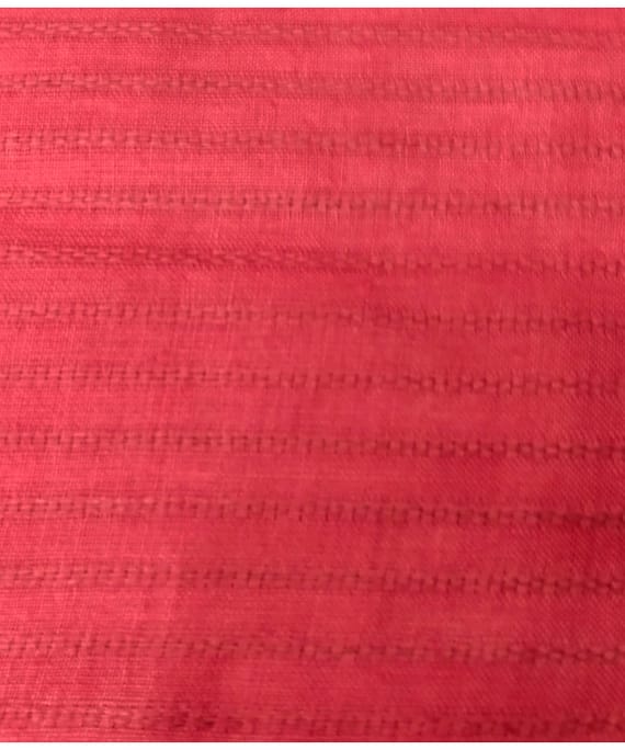 CHERRY RED STRIPE HANDLOOM LINEN TEXTURE FABRIC