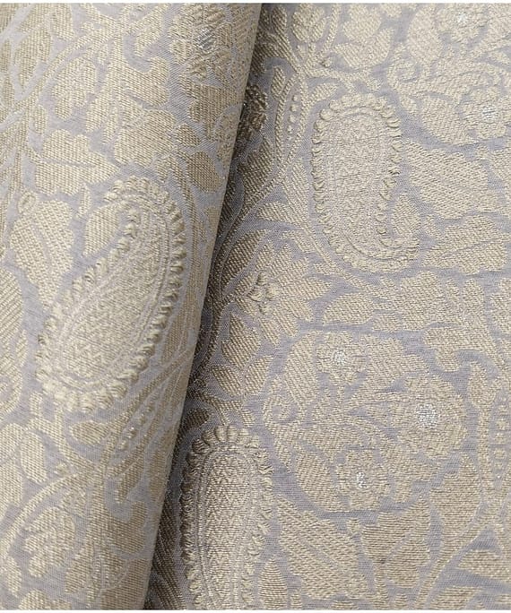 BLUISH GREY FLORAL BANARASI BROCADE