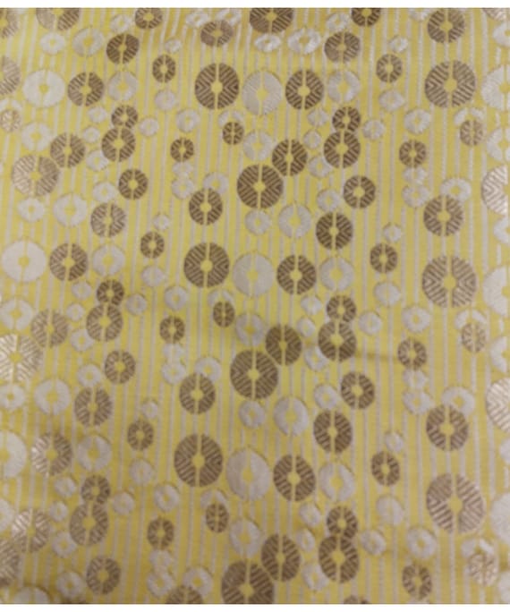 LEMON YELLOW STRIPE BANARASI SILK BROCADE